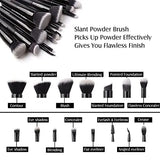 New ZOREYA 15 Pcs Luxury Balck Makeup Brushes Set Tools