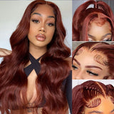 13x4 Reddish Brown Body Wave Lace Frontal Human Hair