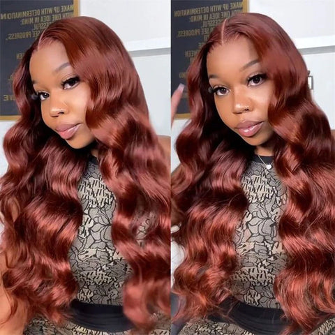 13x4 Reddish Brown Body Wave Lace Frontal Human Hair