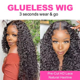 New Water Wave Glueless Wig Pre-Cut HD Lace Wig 180% Pre-Plucked Natural Wave