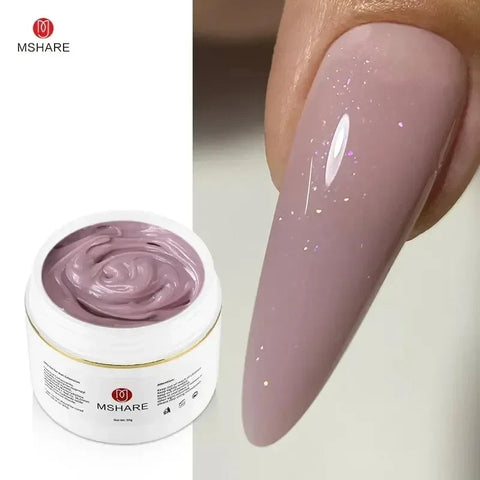 Lovely Purple Sparkling Rubber Cream Builder Hard Jelly Gel Shimmer Nail Extension