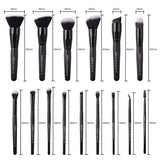 New ZOREYA 15 Pcs Luxury Balck Makeup Brushes Set Tools